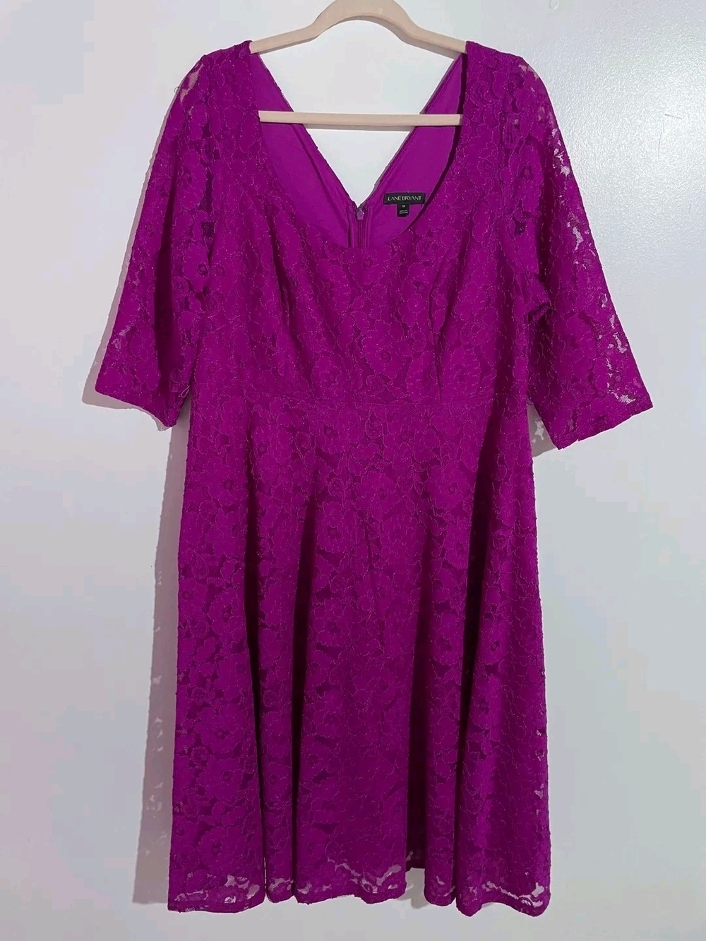 Lane Bryant Fuchsia Lace Midi Dress Size 18 - Picture 1 of 4